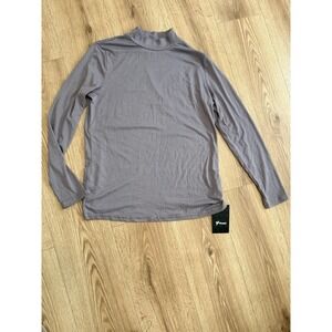 Ficerd Womens Mock Neck Long Sleeve Top Size L Lilac Purple Stretch Basic NWT